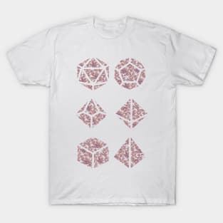 Peach, Purple, and Orange Gradient Rose Vintage Pattern Silhouette Polyhedral Dice - Dungeons and Dragons Design T-Shirt